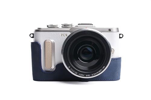 Handgemachte echtes echtes Leder Half Kamera Tasche Tasche für Olympus E-PL8 EPL8 Blaue Farbe von PT
