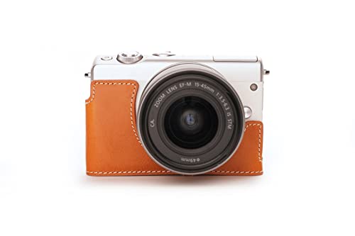 TP Original Handarbeit Aus Echtem Leder Halb Kameratasche Tasche für Canon EOS M100 Sandy Braun Farbe von TP Original