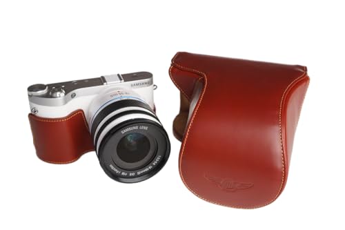 TP handgemachte echte Echtleder Voll Kamera Tasche Abdeckung für Samsung NX300M 18-55mm Objektiv Braun Farbe von TP Original