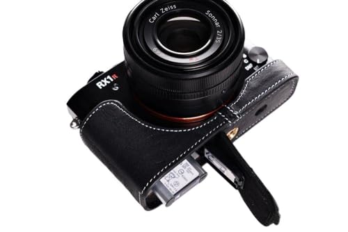 Handgemachte echte Echtes Leder Halbkameratasche Kameratasche für Sony RX1R II Mark II M2 Schwarz von TP
