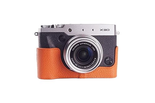 Handgemachte echte reale lederne Halb Kamera Tasche Abdeckung für FUJIFILM X30 orange von TP