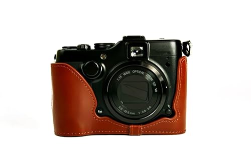 TP handgemachte echte reale lederne Halb Kamera Tasche Tasche für Nikon P7100 Braun Farbe von TP