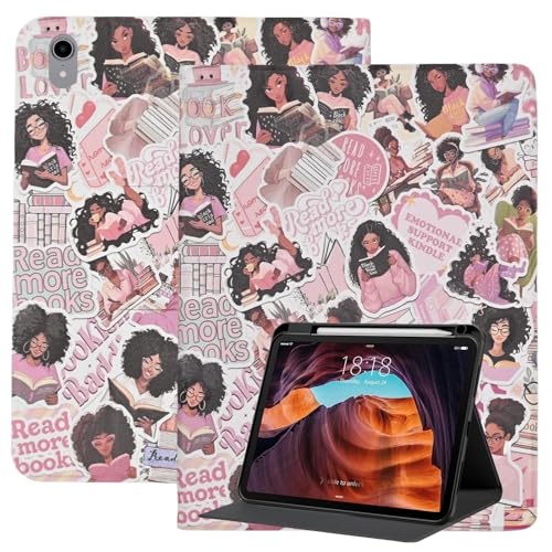 Hülle für iPad (A16) 11th Generation 11 Zoll (2025), iPad 10th Generation 10.9 Zoll (2022), Folio PU Leder 360 drehbarer Ständer TPU Cover mit Stifthalter, Auto Wake/Sleep, Black Girl von TPACC