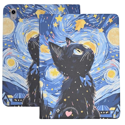 Hülle für iPad (A16) 11th Generation 11 Zoll (2025), iPad 10th Generation 10.9 Zoll (2022), Folio PU Leder 360 drehbarer Ständer TPU Cover mit Stifthalter, Auto Wake/Sleep Smart Case, Katze von TPACC