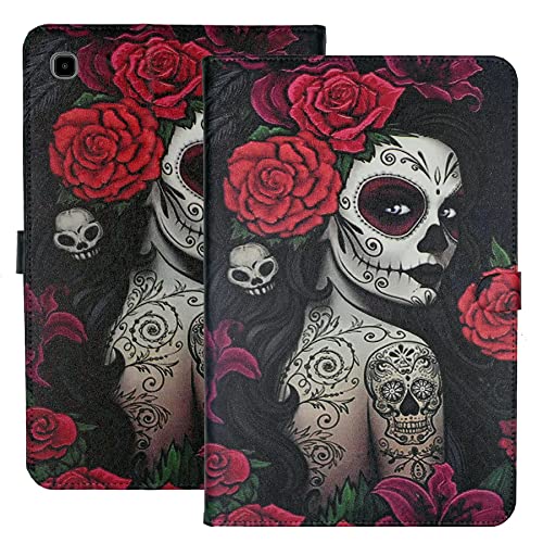 TPACC Galaxy Tab A7 Hülle 10.4 Zoll (SM-T500 / T505 / T507), Leder Slim Folding Case Multi-Angle Viewing Protective Stand Cover für 10.4 Zoll Samsung Tab A7 Tablet 2020, Sugar Skull Girl von TPACC