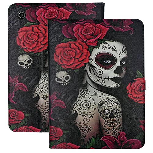 TPACC Hülle für Samsung Galaxy Tab A8 10.5 Zoll 2022 Modell (SM-X200/X205/X207), Slim PU Leder Schutzhülle Klappständer Multi-Angle Viewing TPU Back Cover, Sugar Skull Tattoo von TPACC