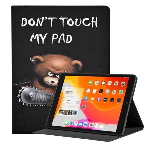 TPACC Schutzhülle für iPad 7. / 8. / 9. Generation 10,2 Zoll 2019/2020/2021, schlankes PU-Leder, Klappschale, Ständer, TPU-Hülle mit automatischer Wake/Sleep, Don't Touch My Pad von TPACC