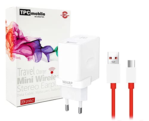 Netzladegerät Schnellladung, kompatibel mit Warp Charge 30 W, für OnePlus 7 Pro, One Plus 8, 8 Pro, Oneplus Nord, Nord CE 2 Lite, N20, N10, von TPC Mobile