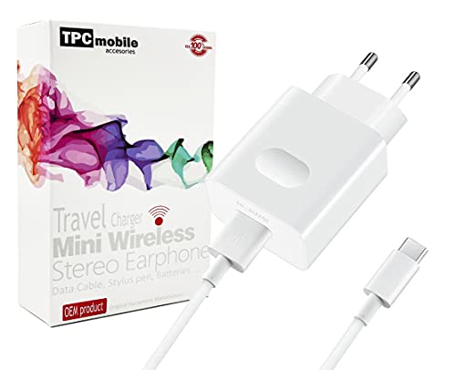 Super Charge 40W Ladegerät + USB Typ C Kabel für Huawei P40 Lite, P40 Pro, P30 Pro, Mate 40 von TPC Mobile