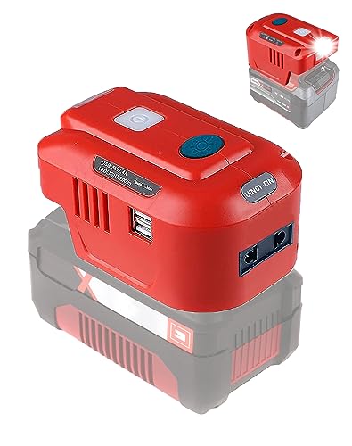 TPDL 150W Akku-Wechselrichter für Einhell 18V Lithium Ionen Akku，DC 18V auf AC 220V~230V Spannungswandler Konverter mit 2 USB & 200LM LED-Arbeitslicht Sinus Sine Wave für Einhell 18V Akku von TPDL