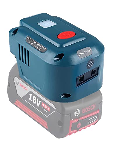 TPDL 150W Spannungswandler Wechselrichter für Bosch Professional 18V System Akku GBA 18V Akku BAT609 BAT610 BAT618 BAT619 auf AC 220V~230V mit Steckdosen & 2 USB Ladegerät & 200LM LED-Arbeitslicht von TPDL
