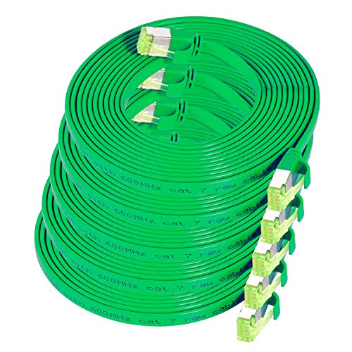 TPFNet 5er Pack CAT.7 hochwertiges Premium Netzwerkkabel flach mit RJ45 Anschluss | LAN Kabel | 3m | grün |Abschirmung durch U/FTP | kompatibel mit Router, Modem, Switch TPFNet 5er Pack CAT.7 hochwertiges Premium Netzwerkkabel flach mit RJ45 Anschluss | LAN Kabel | 3m | grün |Abschirmung durch U/FTP | kompatibel mit Router, Modem, Switch von TPFNet