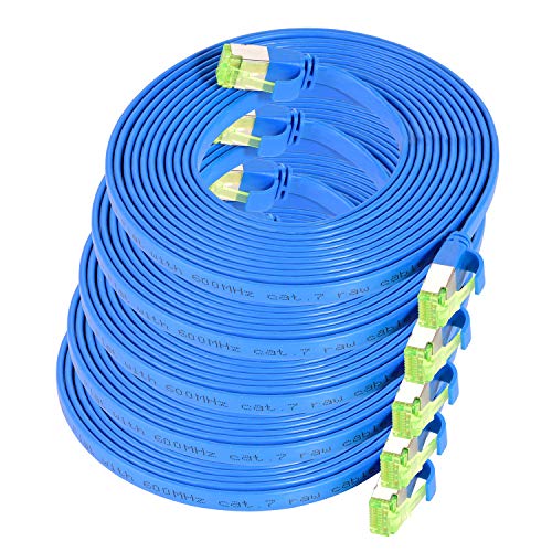 TPFNet 5er Pack CAT.7 hochwertiges Premium Netzwerkkabel flach mit RJ45 Anschluss | LAN Kabel | 5m | blau |Abschirmung durch U/FTP | kompatibel mit Router, Modem, Switch TPFNet 5er Pack CAT.7 hochwertiges Premium Netzwerkkabel flach mit RJ45 Anschluss | LAN Kabel | 5m | blau |Abschirmung durch U/FTP | kompatibel mit Router, Modem, Switch von TPFNet
