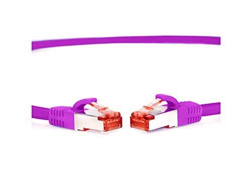 TPFNet CAT.6 hochwertiges Premium Netzwerkkabel mit RJ45 Anschluss | LAN Kabel | 1m | violett |mehrfache Abschirmung durch S/FTP | kompatibel mit Router, Modem, Switch von TPFNet