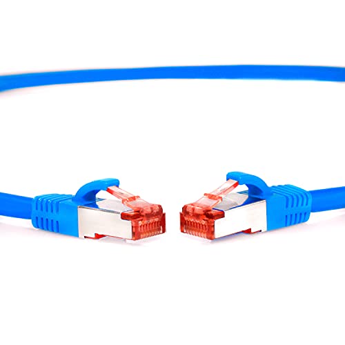 TPFNet CAT.6 hochwertiges Premium Netzwerkkabel mit RJ45 Anschluss | LAN Kabel | 7,5m | blau |mehrfache Abschirmung durch S/FTP | kompatibel mit Router, Modem, Switch von TPFNet