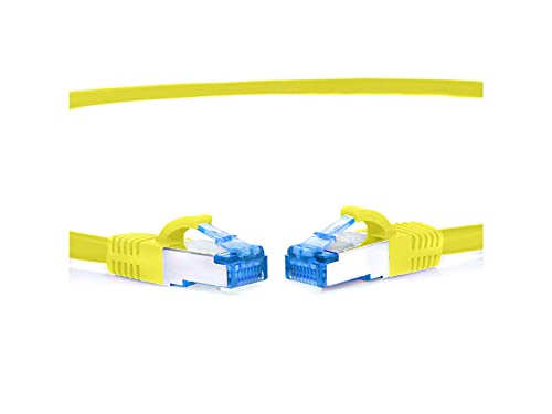 TPFNet CAT.6A hochwertiges Premium Netzwerkkabel mit RJ45 Anschluss | LAN Kabel | 15m | gelb |mehrfache Abschirmung durch S/FTP | kompatibel mit Router, Modem, Switch von TPFNet