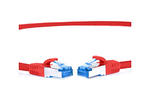 TPFNet CAT.6A hochwertiges Premium Netzwerkkabel mit RJ45 Anschluss | LAN Kabel | 1m | rot |mehrfache Abschirmung durch S/FTP | kompatibel mit Router, Modem, Switch von TPFNet