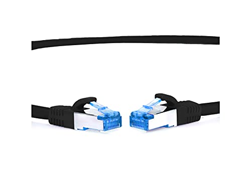 TPFNet CAT.6A hochwertiges Premium Netzwerkkabel mit RJ45 Anschluss | LAN Kabel | 2m | schwarz |mehrfache Abschirmung durch S/FTP | kompatibel mit Router, Modem, Switch von TPFNet