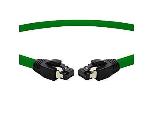 TPFNet CAT.8 hochwertiges Premium Netzwerkkabel flach mit RJ45 Anschluss | LAN Kabel | 5m | grün |mehrfache Abschirmung durch S/FTP | kompatibel mit Router, Modem, Switch von TPFNet