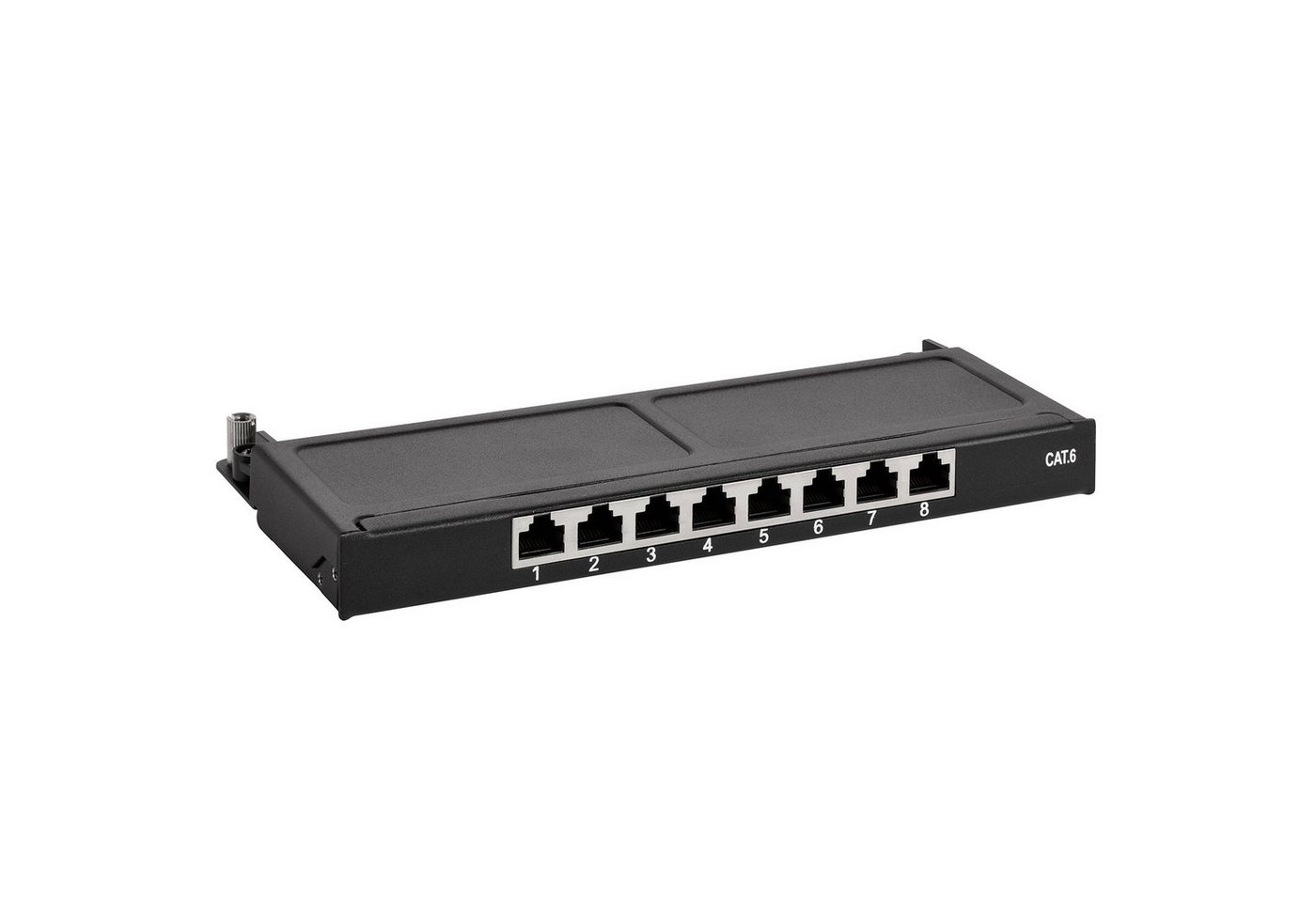 TPFNet CAT6 Desktop Patchfeld / Verteilerfeld / Patchpanel Netzwerk-Patch-Panel (0,5HE, 8 Ports, CAT6, RJ45-Ethernet, 1000 Mb/s, 1HE und 0,5HE sowie in Grau RAL 7035 oder Schwarz RAL 9005) von TPFNet