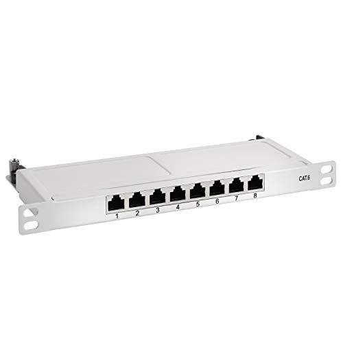 TPFNet Cat.6 Patchfeld 8 Port 8X RJ45 Buchse 10 Zoll 0,5HE Geschirmt Grau von TPFNet