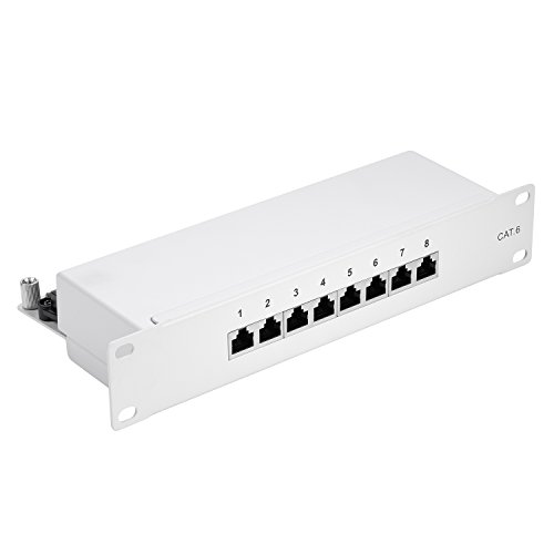 TPFNet Cat.6 Patchpanel 8 Port Verteilerfeld 8 Port -10“ Zoll - 1HE Geschirmt Grau von TPFNet