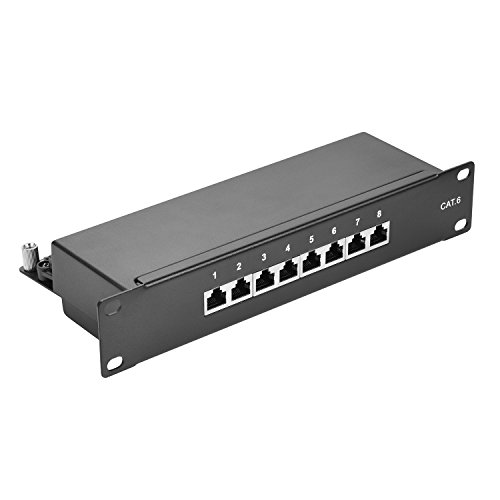 TPFNet Cat.6 Patchpanel 8 Port Verteilerfeld 8 Port -10“ Zoll - 1HE Geschirmt Schwarz von TPFNet