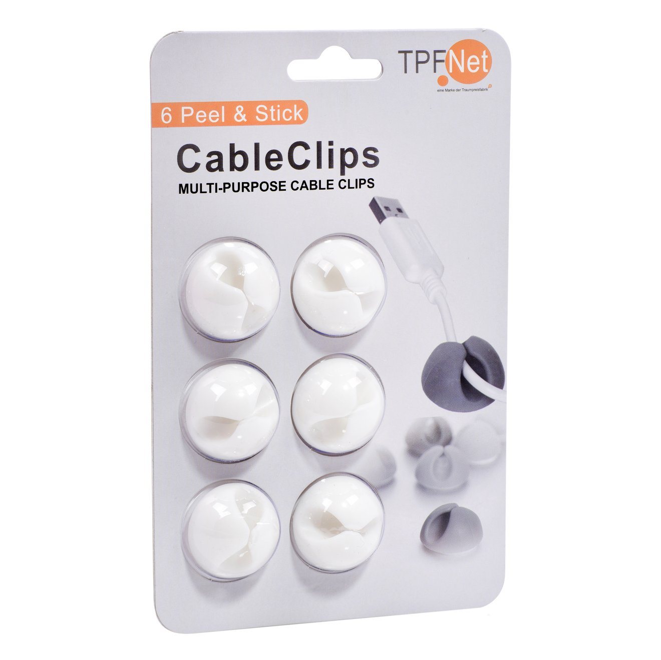 TPFNet Kabelführung CableDrop - Kabeldurchführung - Kabelclips - Kabelhalter (1-St., Kabelmanagement Cable Clip - Selbstklebend - Kabel Organizer Set), für Schreibtisch, Netzkabel, USB Ladekabel usw. verschiedene Farben von TPFNet
