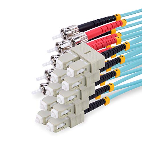 TPFNet Premium 5er Pack 3m Ethernet Kabel Glasfaserkabel OM3 Multimode ST/SC Duplex 50/125µm 10 GB von TPFNet