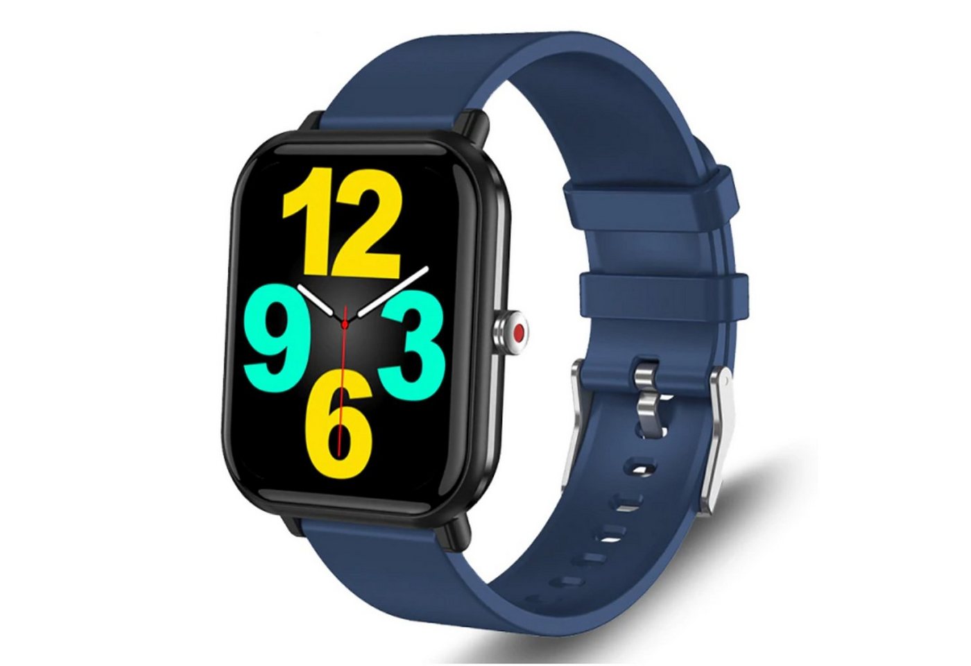 TPFNet SW15 mit Silikon Armband - individuelles Display Smartwatch (Android), EKG Armbanduhr mit Körpertemperatur Erkennung, Musiksteuerung, Schrittzähler, Kalorien, Social Media etc., Blau von TPFNet