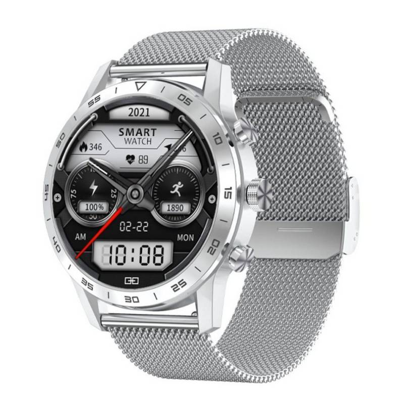 TPFNet SW27 mit Milanaise Armband - individuelles Display Smartwatch (Android), Armbanduhr mit Musiksteuerung, Herzfrequenz, Schrittzähler, Kalorien, Social Media etc. - Silber von TPFNet