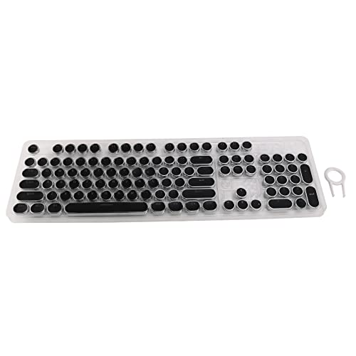 TPPIG 104-Tasten Retro Runde Tastenkappen Doppel Linse DIY Schreibmaschine Tastenkappen für Hintergrundbeleuchtete Mechanische Tastatur Runde Tastenkappen Schwarz von TPPIG