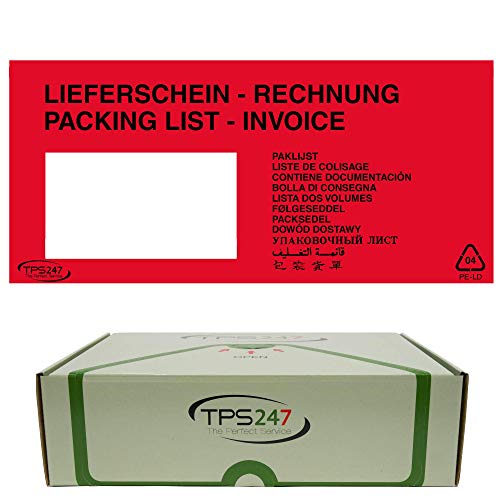 2000x TPS247 Lieferscheintaschen - Dokumenttaschen DIN Lang rot selbstklebend (2000) von TPS247