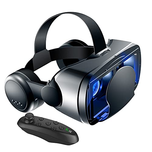 3D VR Brille Virtual Reality Headset für 3D VR Filme & VR Videospiele VR Headset mit Fernbedienung Anti Bluelight einstellbares Pupillen-Augenpflegesystem für IOS & Android Smartphones (Schwarz) (A) von TPWEWRX