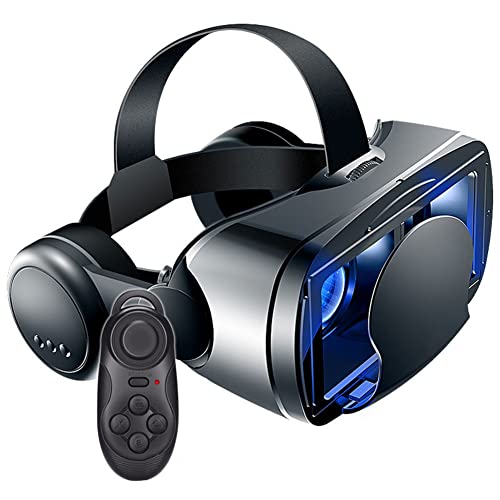 TPWEWRX 3D VR Brille Virtual Reality Headset für 3D VR Filme & VR Spiele Anti Bluelight verstellbares Pupillen Augenpflegesystem für Android & IOS Smartphones mit Mini Fernbedienung (Schwarz) von TPWEWRX