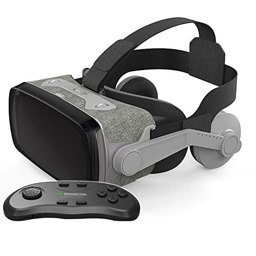 TPWEWRX VR Brille Virtual Reality Headset mit Fernbedienung für 3D VR Filme & VR Spiele einstellbares Pupillen Anti Bluelight Augenpflegesystem VR Brille für Android & iOS Smartphones (Schwarz) (E) von TPWEWRX