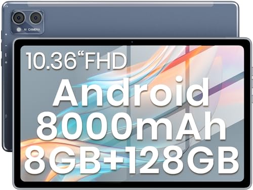 2024 Neueste Tablet 10.36 Zoll 2K Screen mit 8(4+4) GB RAM+128GB ROM (1TB TF) Android 12, Octa-Core, 8000mAh, 2000x1200 FHD, 5G+2.4G WiFi, GPS, Bluetooth 5.0, Google GMS, 13MP+5MP, OTG, Type C, Grey von TPZ