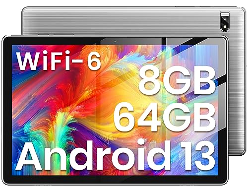 TPZ Tablet 10 Zoll 2024 Neueste Android 13 Tablet 8(4+4) GB RAM+64GB ROM(1TB TF) Octa-Core, 6000mAh, 1280x800 IPS, 5G WiFi 6 Tablet PC 8MP+2MP Camera, Bluetooth 5.0, Google GMS/Typ C von TPZ