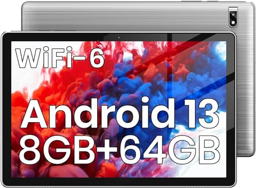 TPZ Tablet 10 Zoll 2024 Neueste Android 13 Tablet 8(4+4) GB RAM+64GB ROM(1TB TF) Octa-Core, 6000mAh, 1280x800 IPS, 5G WiFi 6 Tablet PC 8MP+2MP Camera, Bluetooth 5.0, Google Typ C/GMS von TPZ