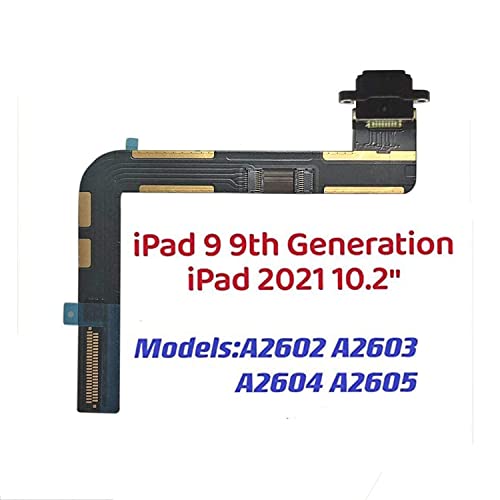 TPhaelay Dock Connector Ersatz Kompatibel mit iPad 9 9th Gen 2021 25.9 cm A2602 A2603 A2604 A2605 (Schwarz) Ladeanschluss Ersatz Montage Flexkabel von TPhaelay