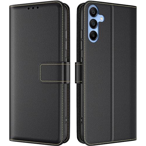 TQIAHF Handyhülle für Samsung Galaxy A15 4G/5G Hülle Klapphülle Leder Klappbar Flip Cover Case Schutzhülle mit Kartenfach Komplettschutz Lederhülle Handytasche für Samsung Galaxy A15 4G/5G,Schwarz von TQIAHF