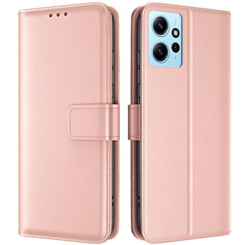 TQIAHF Handyhülle für Xiaomi Redmi Note 12 4G Hülle Klapphülle Leder Klappbar Tasche Flip Cover Case Schutzhülle mit Kartenfach Komplettschutz Lederhülle Handytasche für Redmi Note 12 4G,Rose Gold von TQIAHF