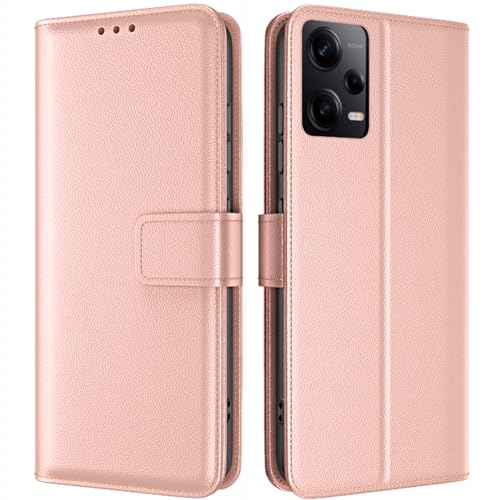 TQIAHF Handyhülle für Xiaomi Redmi Note 12 Pro 5G / Poco X5 Pro 5G Hülle Klapphülle Leder Klappbar Tasche Flip Cover Case Schutzhülle mit Kartenfach Komplettschutz Lederhülle Handytasche,Rose Gold von TQIAHF