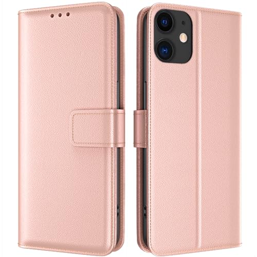 TQIAHF Handyhülle für iPhone 11 Hülle Klapphülle Leder Klappbar Tasche für iPhone 11 Flip Cover Case Schutzhülle mit Kartenfach Komplettschutz Etui Lederhülle Handytasche für iPhone 11,Rose Gold von TQIAHF