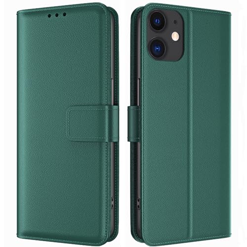 TQIAHF Handyhülle für iPhone 11 Hülle Klapphülle Leder Klappbar Tasche für iPhone 11 Flip Cover Case Schutzhülle mit Kartenfach Komplettschutz Etui Lederhülle Handytasche für iPhone 11,Dunkelgrün von TQIAHF