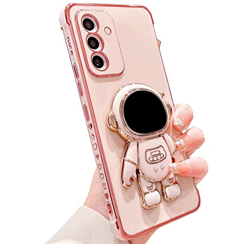 TQIAHF Hülle für Samsung Galaxy A34 5G, Handyhülle mit Astronaut Ständer Halterung Hülle Silikon TPU Liebe Herzen Muster Motiv Weich Case Silikonhülle Dünn Schutzhülle für Samsung Galaxy A34 5G,Rosa von TQIAHF