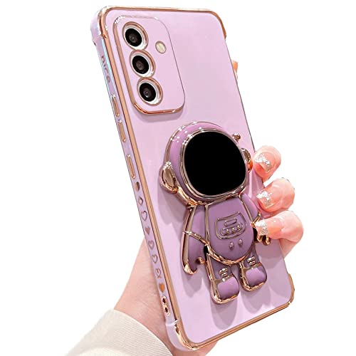 TQIAHF Hülle für Samsung Galaxy A34 5G, Handyhülle mit Astronaut Ständer Halterung Hülle Silikon TPU Liebe Herzen Muster Motiv Weich Case Silikonhülle Dünn Schutzhülle für Samsung Galaxy A34 5G,Lila von TQIAHF