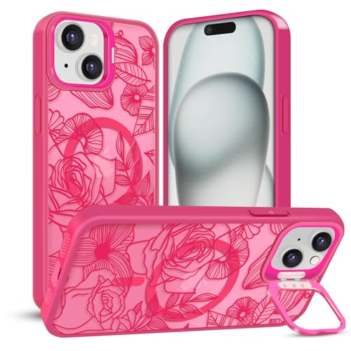 TQLGY Magnetische Schutzhülle für iPhone 15 Plus und iPhone 14 Plus, durchscheinende matte Rückseite, Blumenlinie, Rose, kompatibel mit MagSafe, integrierter Ständer, militärischer Fallschutz, Hot TQLGY Magnetische Schutzhülle für iPhone 15 Plus und iPhone 14 Plus, durchscheinende matte Rückseite, Blumenlinie, Rose, kompatibel mit MagSafe, integrierter Ständer, militärischer Fallschutz, Hot von TQLGY