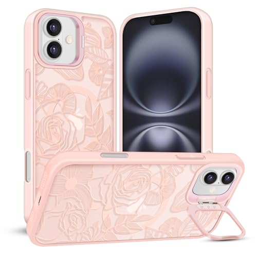 TQLGY Magnetische Schutzhülle für iPhone 16 Plus, durchscheinende matte Rückseite, Blumenlinie, Rose, kompatibel mit MagSafe, integrierter Ständer, militärischer Fallschutz, Rosa TQLGY Magnetische Schutzhülle für iPhone 16 Plus, durchscheinende matte Rückseite, Blumenlinie, Rose, kompatibel mit MagSafe, integrierter Ständer, militärischer Fallschutz, Rosa von TQLGY