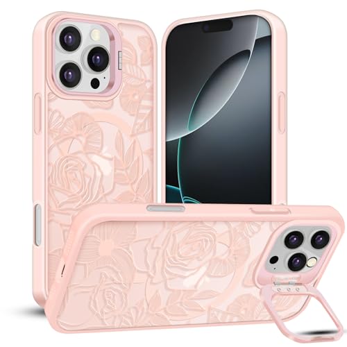 TQLGY Magnetische Schutzhülle für iPhone 16 Pro, durchscheinende matte Rückseite, Blumenlinie, Rose, kompatibel mit MagSafe, integrierter Ständer, militärischer Fallschutz, Rosa TQLGY Magnetische Schutzhülle für iPhone 16 Pro, durchscheinende matte Rückseite, Blumenlinie, Rose, kompatibel mit MagSafe, integrierter Ständer, militärischer Fallschutz, Rosa von TQLGY
